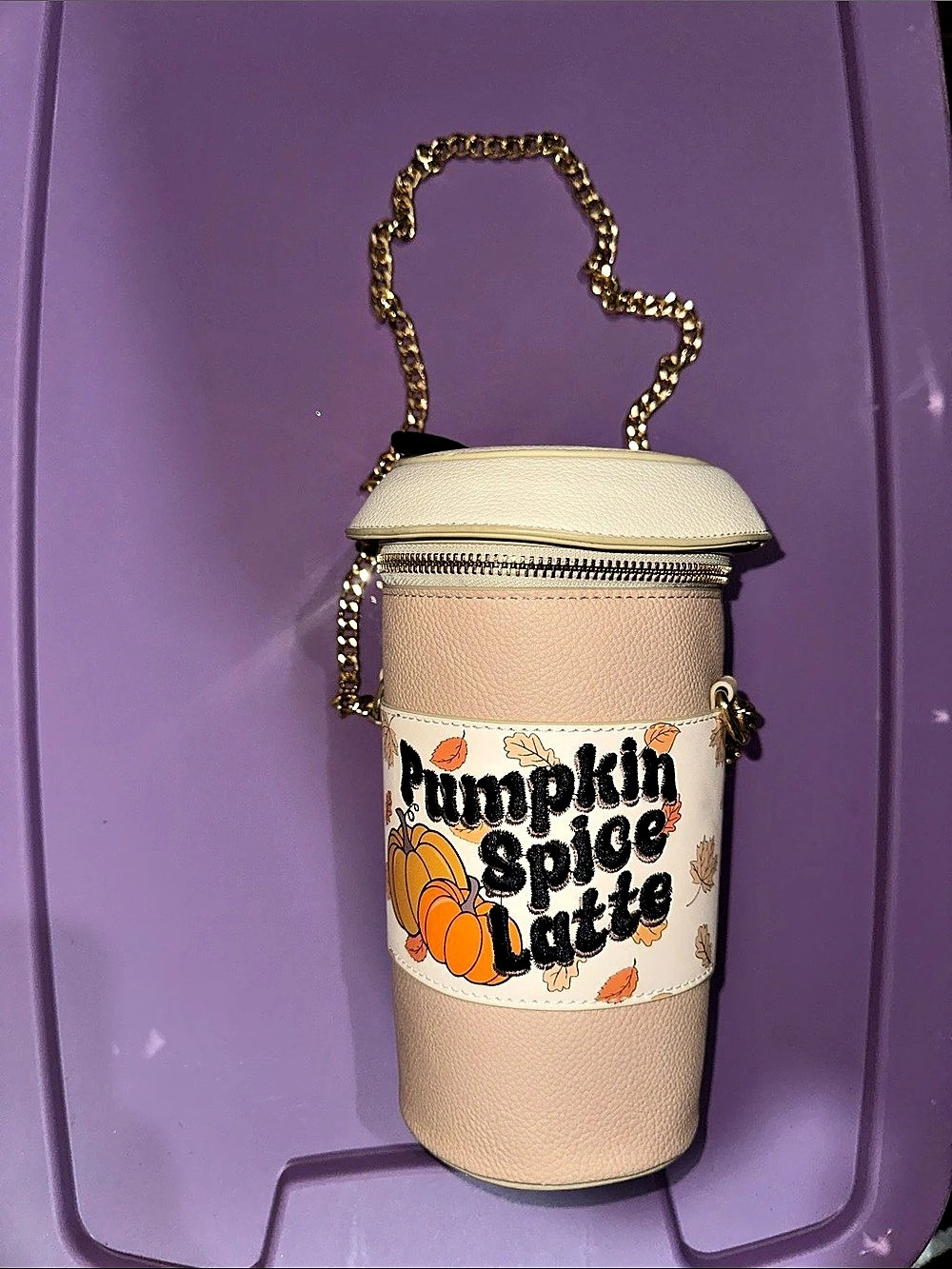 SKINNYDIP Pumpkin Spice Latte Mini Bag, Beige & Orange